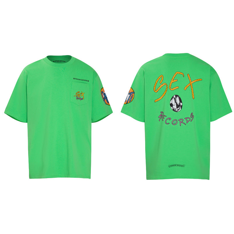 CHH Chrome Heart T Shirts Croix Sex Records Graffiti Short Sleeve