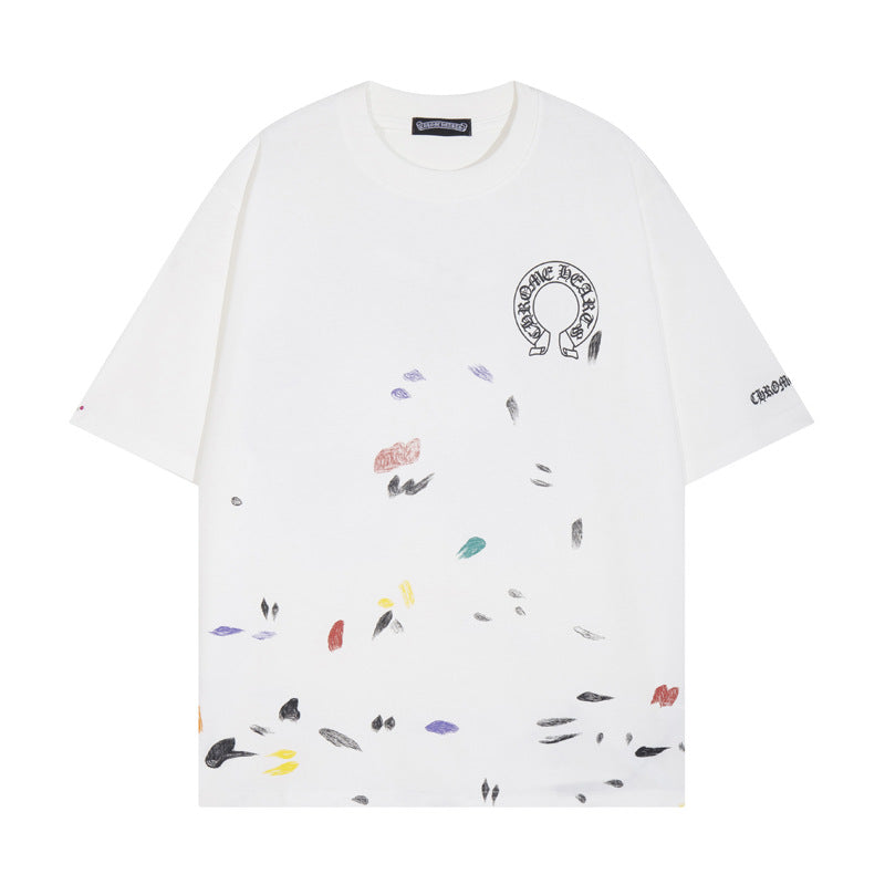 CHH Chrome Heart T Shirts Croix Cross Sanskrit Embroidery Versatile Casual Loose