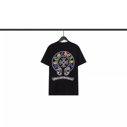 CHH Chrome Heart T Shirts Croix Cross Color Leather Printed Short Sleeve T-Shirt