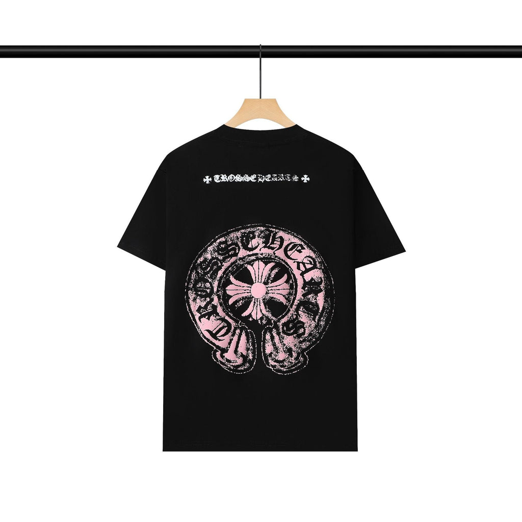 CHH Chrome Heart T Shirts Chrome Hearts Pink Sanskrit Print Short Sleeve T-Shirt