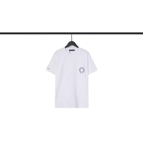 CHH Chrome Heart T Shirts Blue Cross Loose Crew Neck Short Sleeve