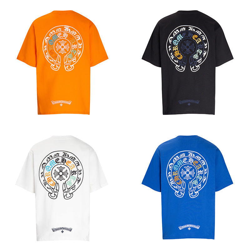 CHH Chrome Heart T Shirts Horseshoe Patch Embroidery Short Sleeve T-Shirt