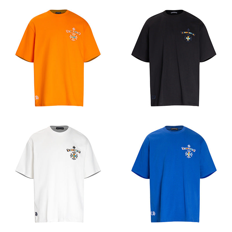 CHH Chrome Heart T Shirts Horseshoe Patch Embroidery Short Sleeve T-Shirt