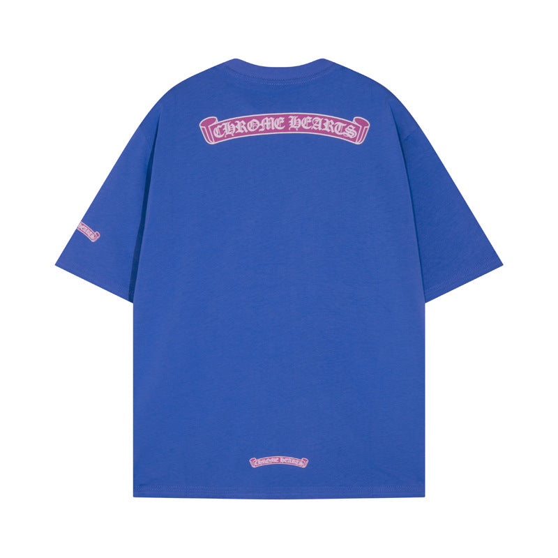 CHH Chrome Heart T Shirts Sanskrit cross print embroidery casual loose