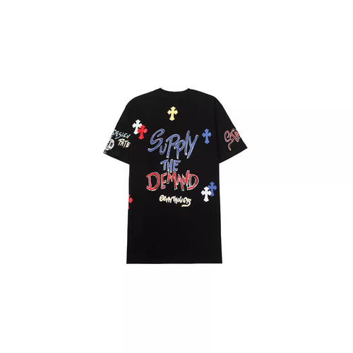 CHH Chrome Heart T Shirts Croix Cross Color Leather Printed Short Sleeve T-Shirt