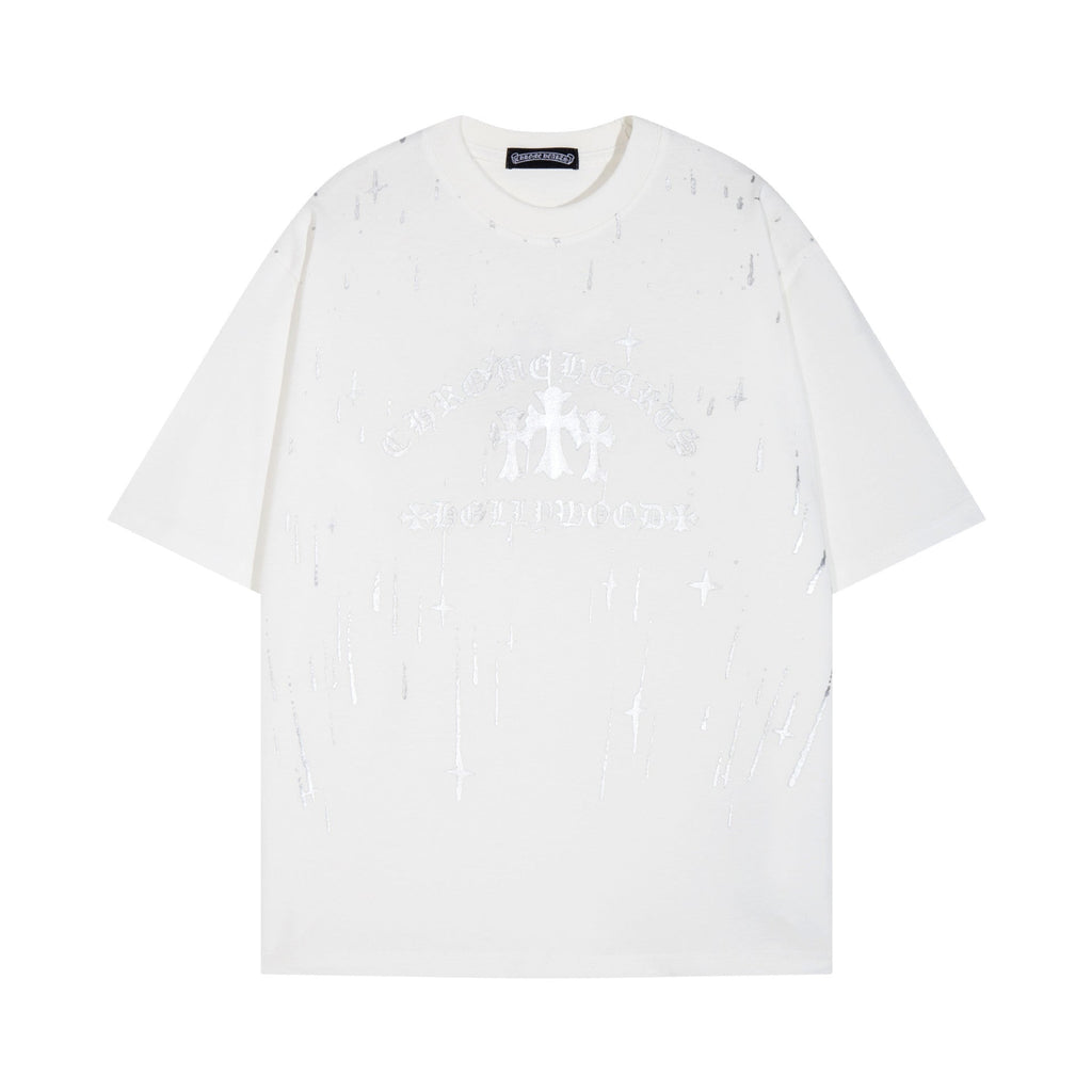 CHH Chrome Heart T Shirts Versatile Casual Loose Print Embroidery T-Shirt Sleeves